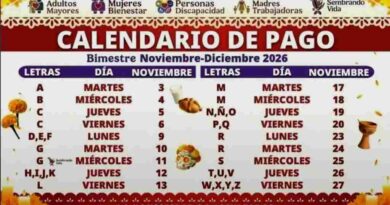 Fechas de pago del Bienestar de noviembre-diciembre 2026